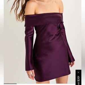 Lulu's Purple Off-Shoulder Bell Sleeve Bodycon Dress
